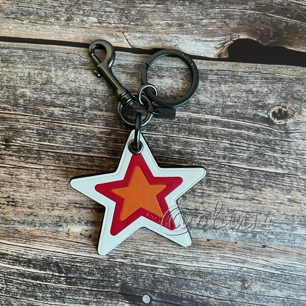 New Coach Star Leather Bag Charm Key Chain